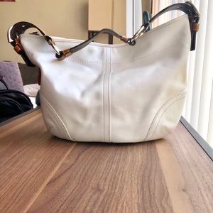 White leather Coach purse